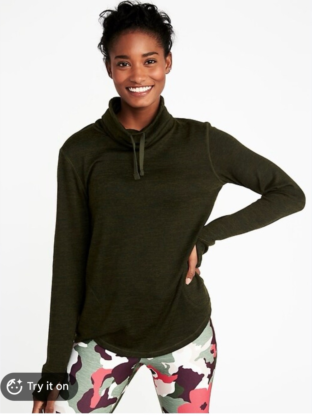 Old Navy Funnel-Neck Sweater-Knit Performance Pullover for Women large green